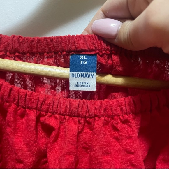 sz XL OLD NAVY babydoll puff sleeve textured top red - Picture 4 of 7